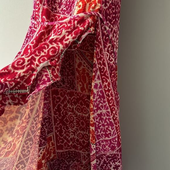 RALPH LAUREN JERSEY COTTON SLEEVELESS WRAP DRESS MULTI-COLORED PATCHWORK XS - Picture 3 of 8